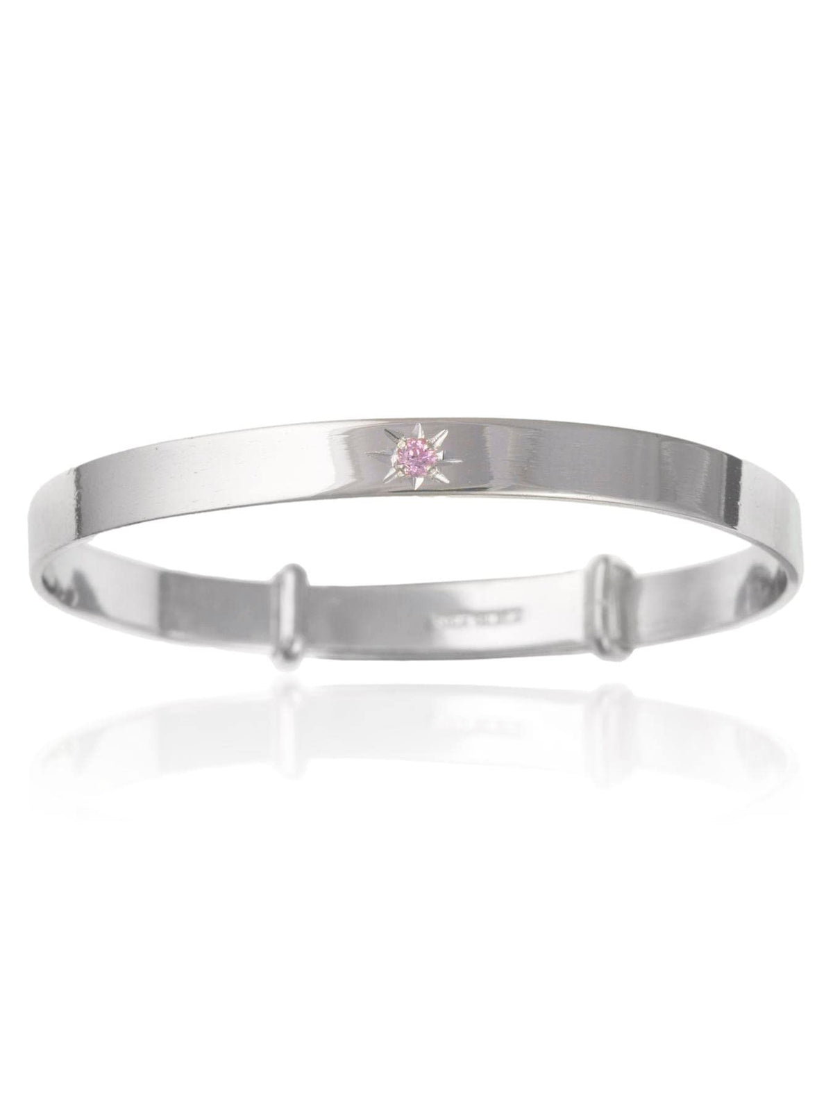 Pink Crystal / Cubic Zirconia (CZ) Set Expanding / Expandable / Adjustable Bangle Bracelet 