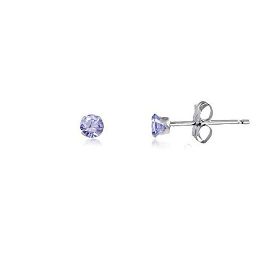 LAVENDER PURPLE Classic Brilliant Round Cut Cubic Zirconia (CZ) Sterling Silver Birthstone ##2-0mm