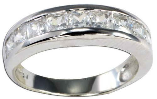 Eternity Sterling Silver Ring - Half Diamond CZ Eternity Style Ring - Sizes J - T Available