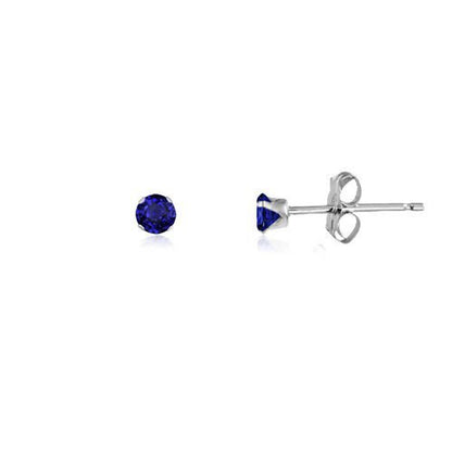 SAPPHIRE BLUE Classic Brilliant Round Cut Cubic Zirconia (CZ) Sterling Silver Birthstone S 