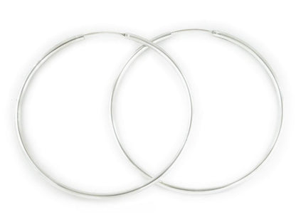 Sterling Silver Continuous Endless Hoop Earrings - 2.5MM Thickness - 70mm, 80mm, 90mm, 100mm, 110mm & 120mm Diameters Available