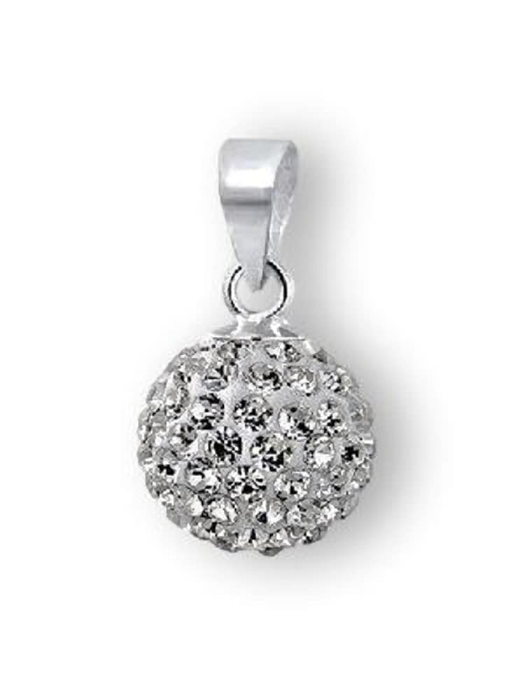 Shamballa Disco Ball Sterling Silver Pendant Necklace - 10MM Sparkly Austrian Crystals