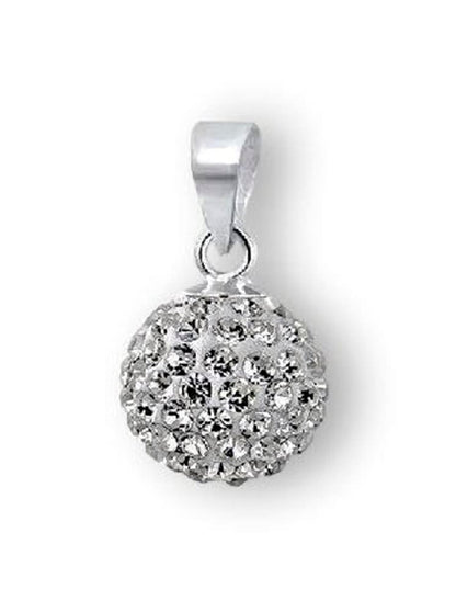 Shamballa Disco Ball Sterling Silver Pendant Necklace - 10MM Sparkly Austrian Crystals