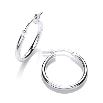 925 Sterling Silver 18mm Round Tube Hoop Creole Earrings