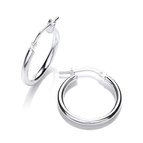 925 Sterling Silver 18mm Round Tube Hoop Creole Earrings