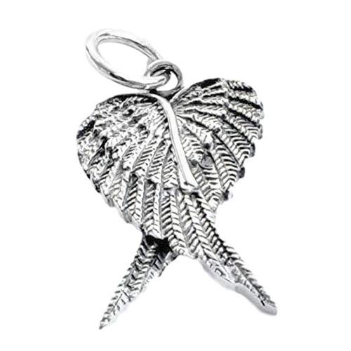 Guardian Angel Double Wing Sterling Silver Pendant Necklace (LARGE) for Men/Women/Unisex On 16, 18 or 20 Inch Chain - 925 Sterling Silver - Size: 20mm W X 40mm H - Weight: 6.50 Grams