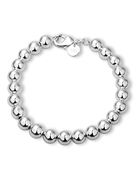 8MM 10MM Bead/Ball Bracelet for Women/Ladies/Girls - 925 Sterling Silver Plated - 7.5" Inc ##7-5mm-solid