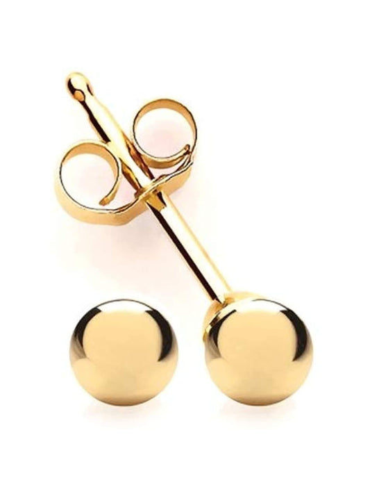 Ball/Bead Stud Earrings/Ear Studs for Women Men Children - Available in 5 Metal Types & in ##3mm-9ct-yellow-gold