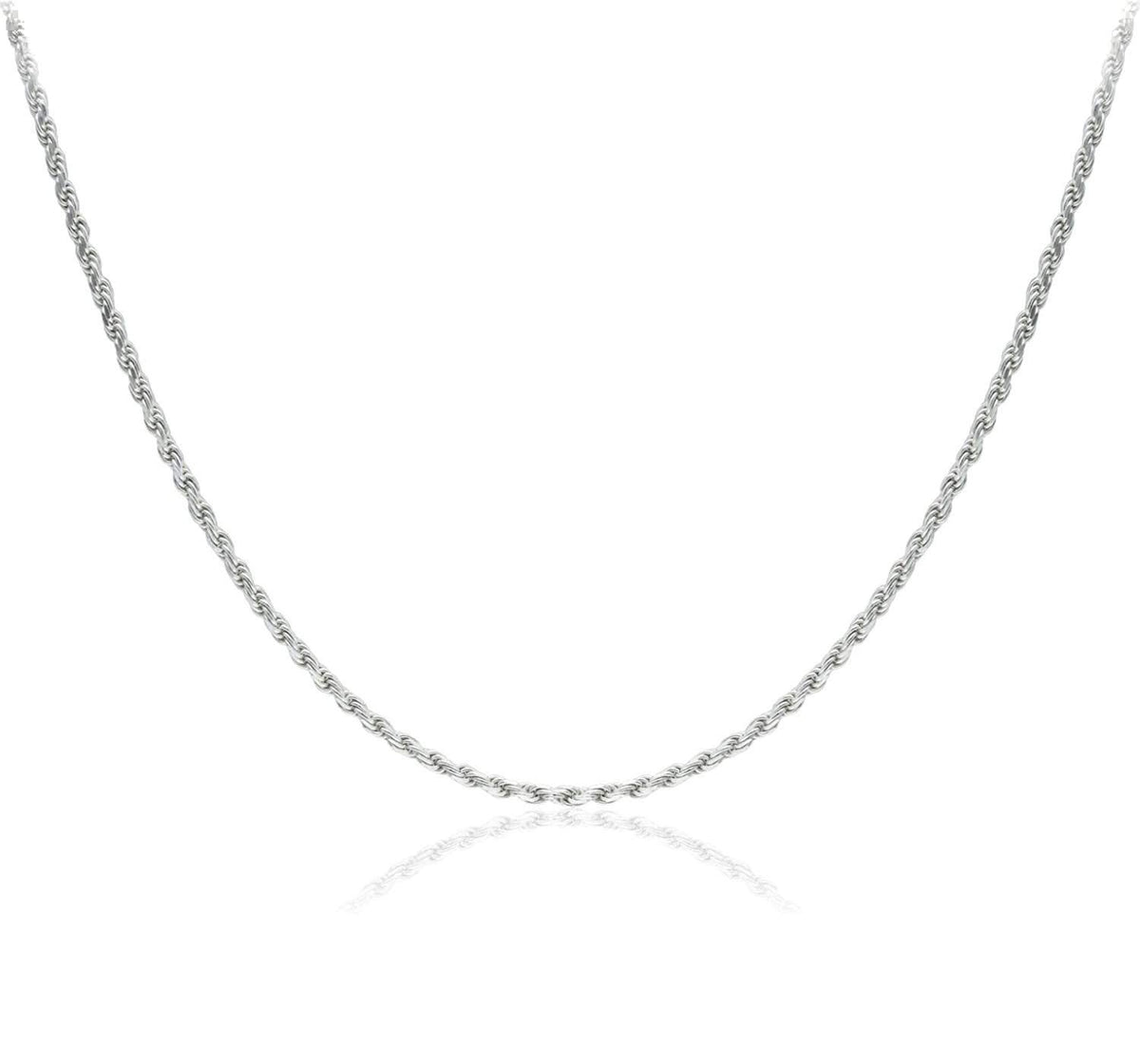925 Sterling Silver 1.5MM/2MM/2.4MM/3.5MM Wide Rope Chain Necklace for Women Men Unisex - 