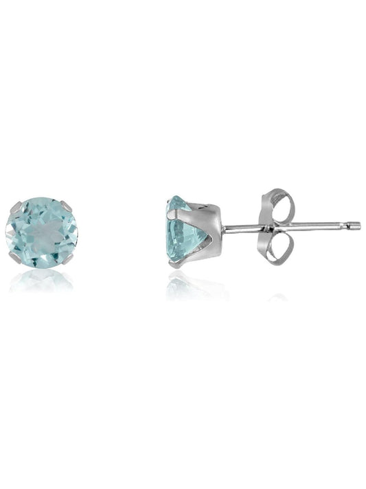 AQUAMARINE BLUE Classic Brilliant Round Cut Cubic Zirconia (CZ) Sterling Silver Birthstone ##2-0mm
