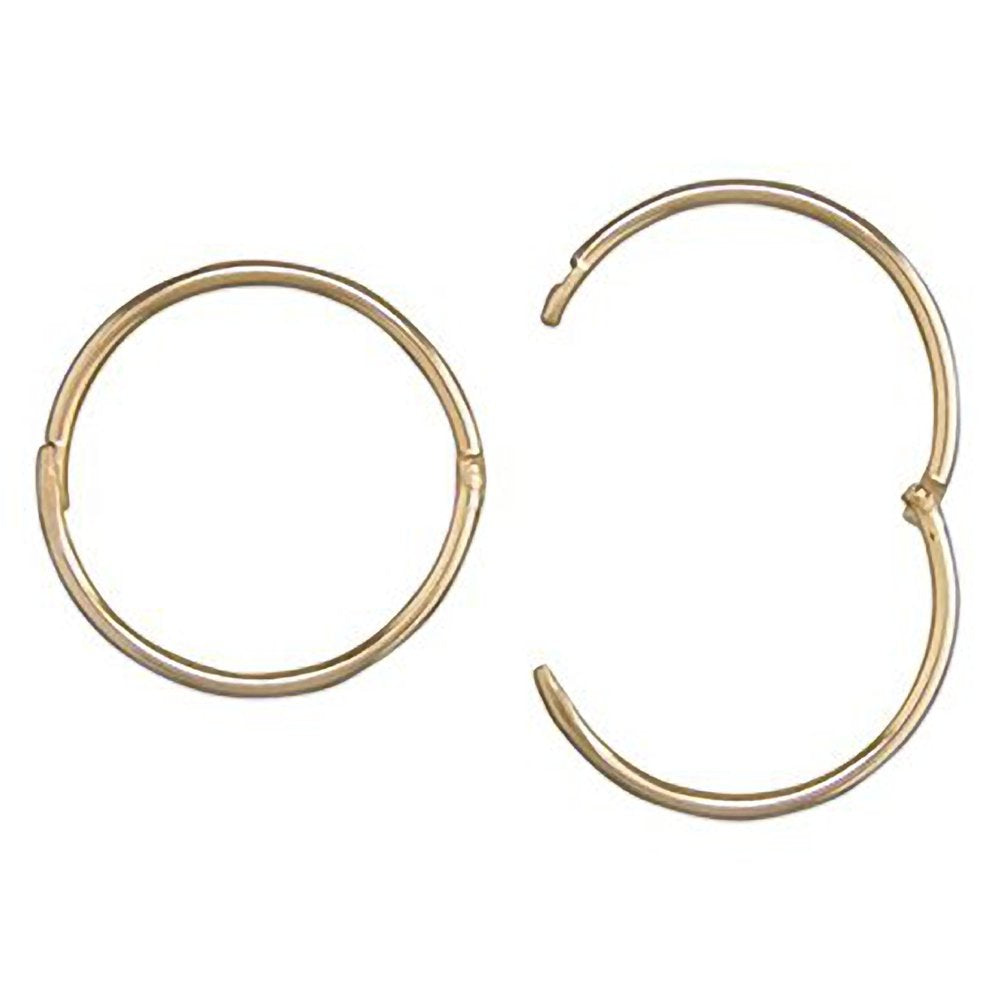 15MM Hinged Plain Hoop Earrings - 9ct Yellow Gold Sleeper Hoop Earrings