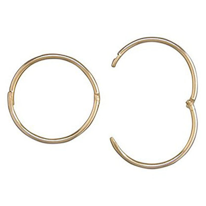 15MM Hinged Plain Hoop Earrings - 9ct Yellow Gold Sleeper Hoop Earrings