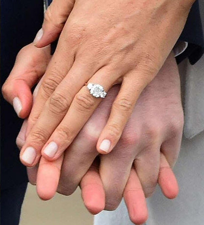 WOMENS Diamond Cubic Zirconia (CZ) Engagement Ring - Replica Duchess Meghan Markle Ring - 925 Sterling Silver With Yellow Gold Plating