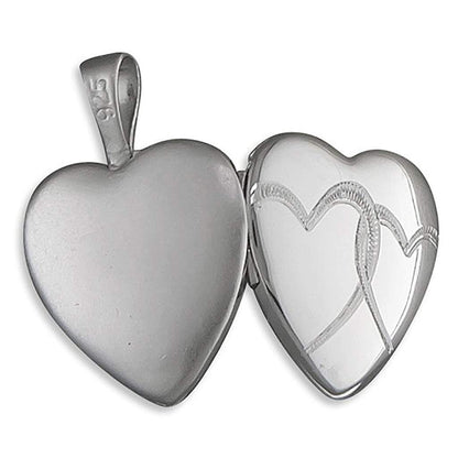 20mm Engraved Interlocking Hearts Pattern Sterling Silver Heart Locket Necklace for Women/Teenager/Girls On 16, 18, 20 Inch Chain - 925 Sterling Silver - Engravable - Size: 20mm W X 24mm H