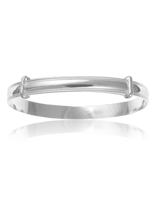 Plain Polished Expanding / Expandable / Adjustable Bangle Bracelet for Baby/Child/Children ##1-milgrain-baby-large,1-milgrain-baby-medium,1-milgrain-baby-small,1-milgrain-child,1-milgrain-women