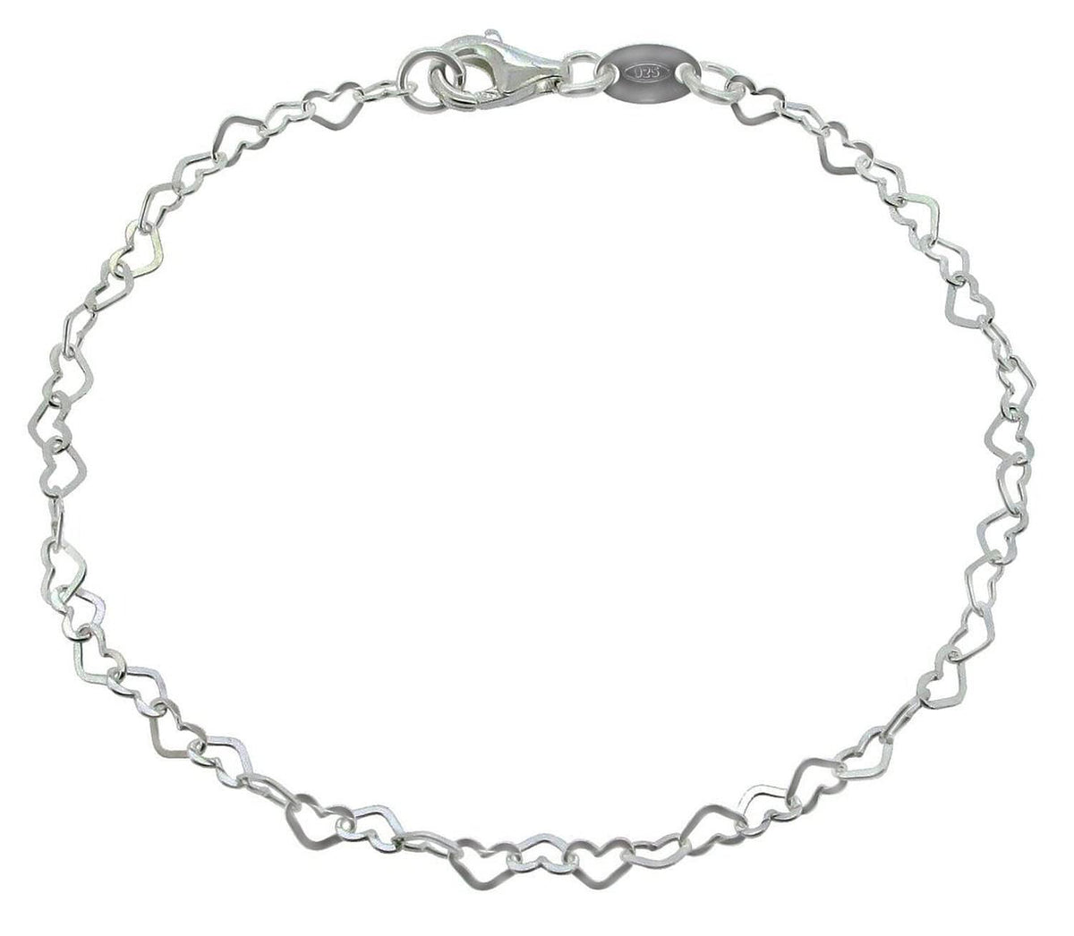 Heart Themed Sterling Silver Anklet/Ankle Bracelet/Ankle Chain - 925 Sterling Silver - Adj 