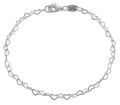 Heart Themed Sterling Silver Anklet/Ankle Bracelet/Ankle Chain - 925 Sterling Silver - Adj 