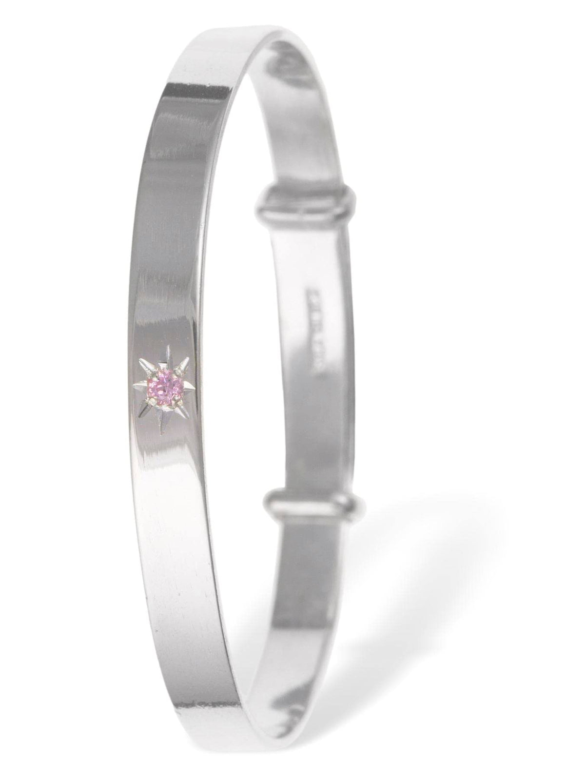 Pink Crystal / Cubic Zirconia (CZ) Set Expanding / Expandable / Adjustable Bangle Bracelet 