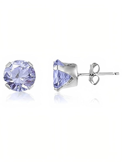10MM Classic Brilliant Round Cut Cubic Zirconia (CZ) Sterling Silver Solitaire Stud Earrin 