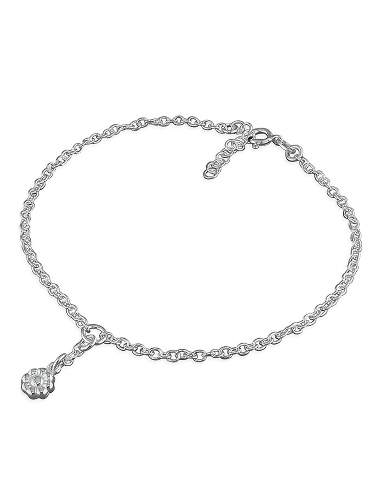 Daisy/Flower Themed Sterling Silver Anklet/Ankle Bracelet/Ankle Chain - 925 Sterling Silve 