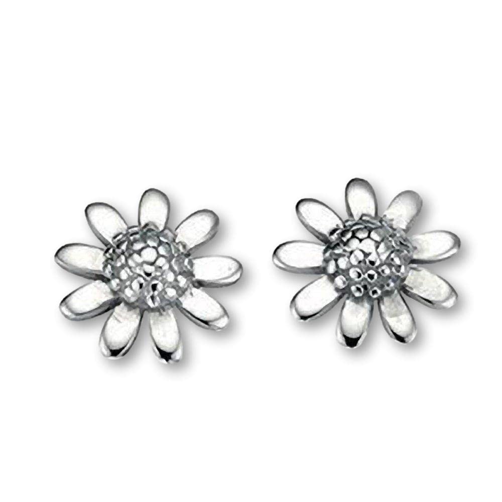 Daisy Flower Stud Earrings/Pair of Ear Studs for Women Teenagers Children Childs Girls Kids - 925 Sterling Silver - Sweet & Pretty Stud Earrings