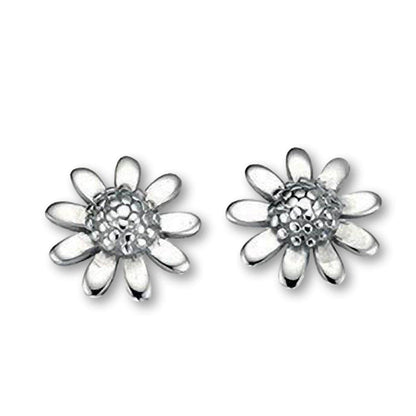 Daisy Flower Stud Earrings/Pair of Ear Studs for Women Teenagers Children Childs Girls Kids - 925 Sterling Silver - Sweet & Pretty Stud Earrings