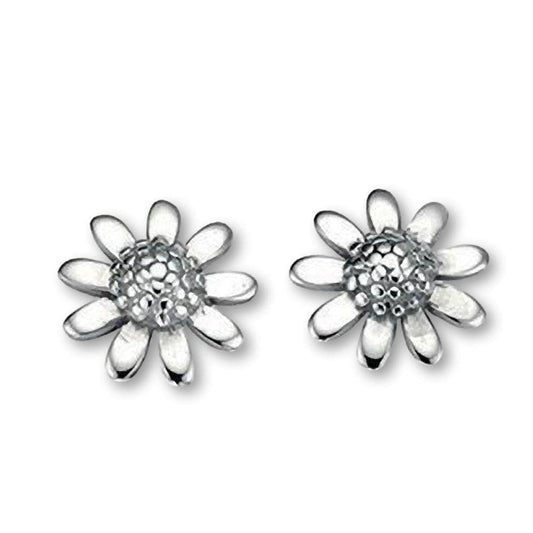Daisy Flower Stud Earrings/Pair of Ear Studs for Women Teenagers Children Childs Girls Kids - 925 Sterling Silver - Sweet & Pretty Stud Earrings