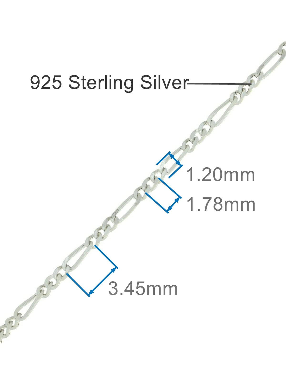 Figaro Chain Link Sterling Silver Anklet / Ankle Bracelet / Ankle Chain - 925 Sterling Sil 
