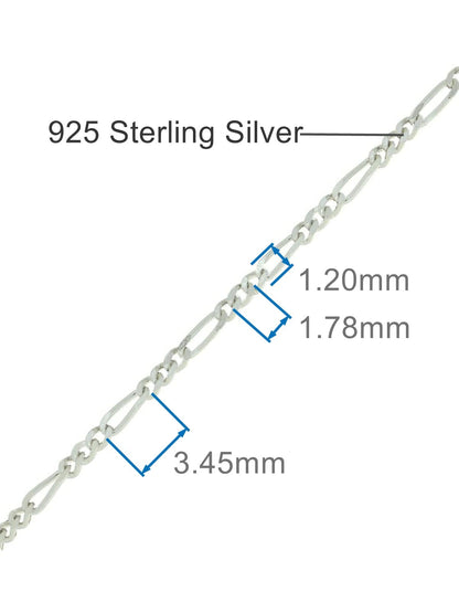 Figaro Chain Link Sterling Silver Anklet / Ankle Bracelet / Ankle Chain - 925 Sterling Sil 