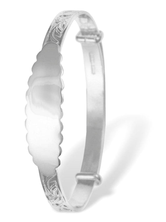 Engraved / Embossed Pattern / Design Expanding / Expandable / Adjustable Bangle Bracelet f ##1-scalloped-id-baby-large,1-scalloped-id-baby-medium,1-scalloped-id-baby-small,1-scalloped-id-child,1-scalloped-id-women