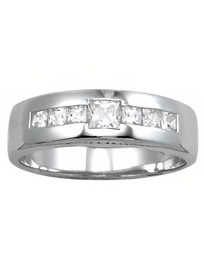 MENS Sterling Silver Ring - Perfect MENS Engagement Ring - CZ Diamond Ring - Promise Ring 