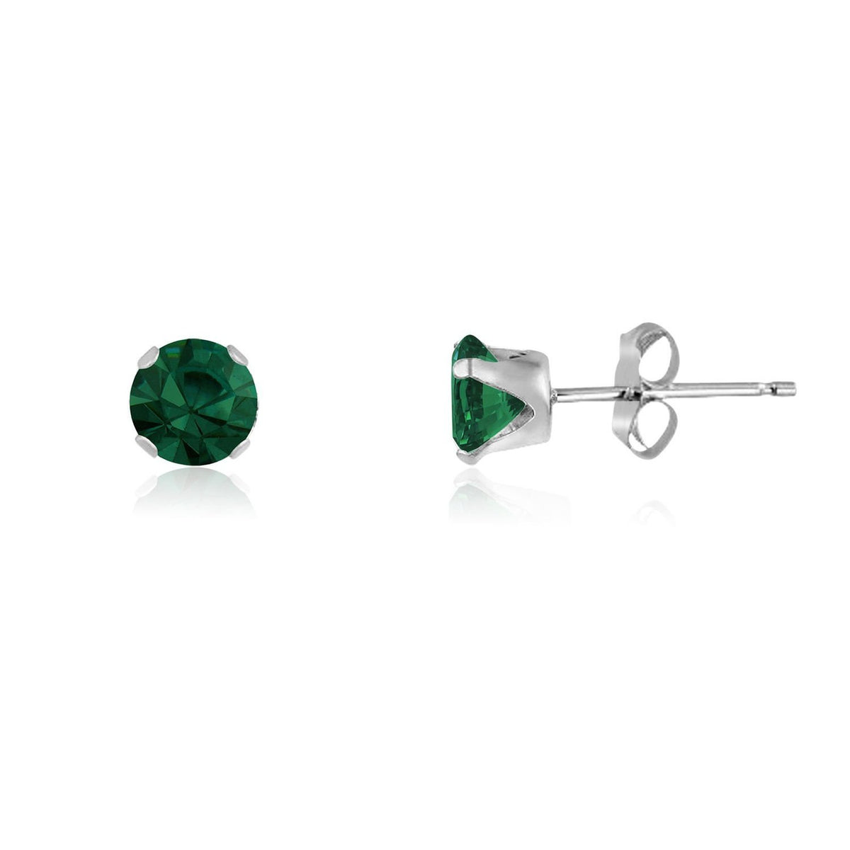 EMERALD GREEN Classic Brilliant Round Cut Cubic Zirconia (CZ) Sterling Silver Birthstone S 