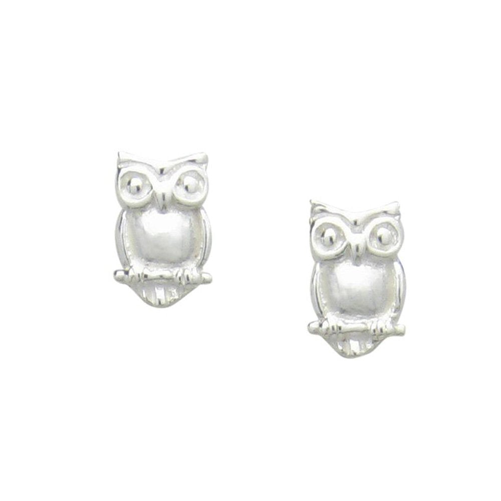 Owl Sterling Silver Stud Earrings/Ear Studs - Cute Design