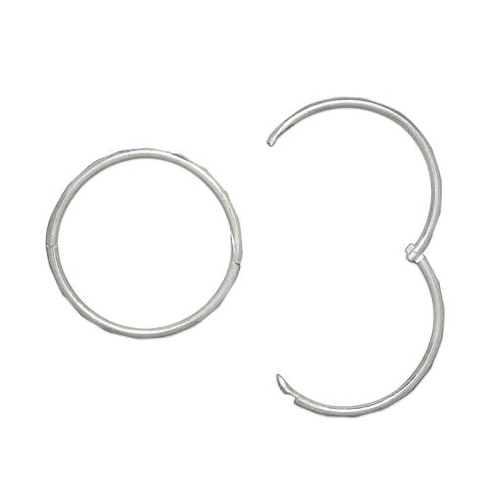 19MM Sterling Silver Square Edged Hoop Earrings - Hinged Hoops - Plain & Simple Faceted Hinged