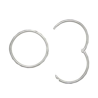 19MM Sterling Silver Square Edged Hoop Earrings - Hinged Hoops - Plain & Simple Faceted Hinged