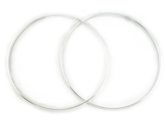 Sterling Silver Continuous Endless Hoop Earrings - 1.5MM Thickness - 70mm, 80mm, 90mm, 100mm, 110mm & 120mm Diameter Available