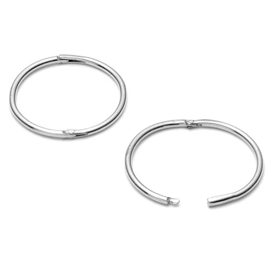 16MM Sterling Silver Fine Circle Round Endless Half-Hinged Hoops - Polished Round Hoop Sleeper Earrings for Women/Teenage/Girls - 925 Sterling Silver