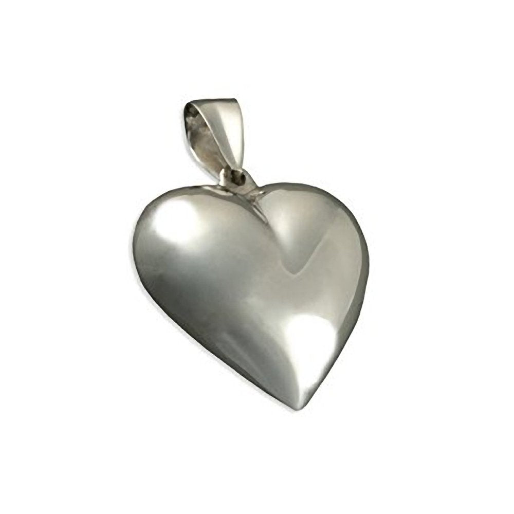 Medium Puffed Heart Sterling Silver Pendant Necklace - On 16", 18" or 20" Inch Chain - Ide 