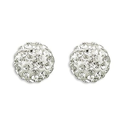 5MM Bling WHITE Disco Ball Shamballa Style Sterling Silver Stud Earrings - Austrian Crystal Earrings
