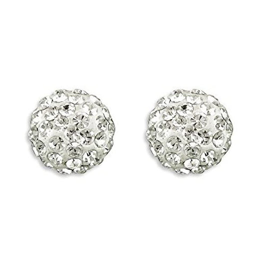 5MM Bling WHITE Disco Ball Shamballa Style Sterling Silver Stud Earrings - Austrian Crystal Earrings