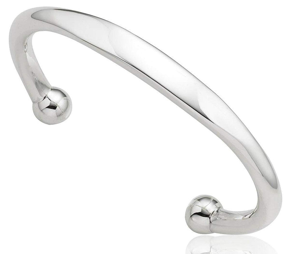 MENS Sterling Silver Solid Torque/Torc ID Cuff Bangle - 925 Sterling Silver - Engravable Double Ball Cuff Bracelet for Men Teenagers