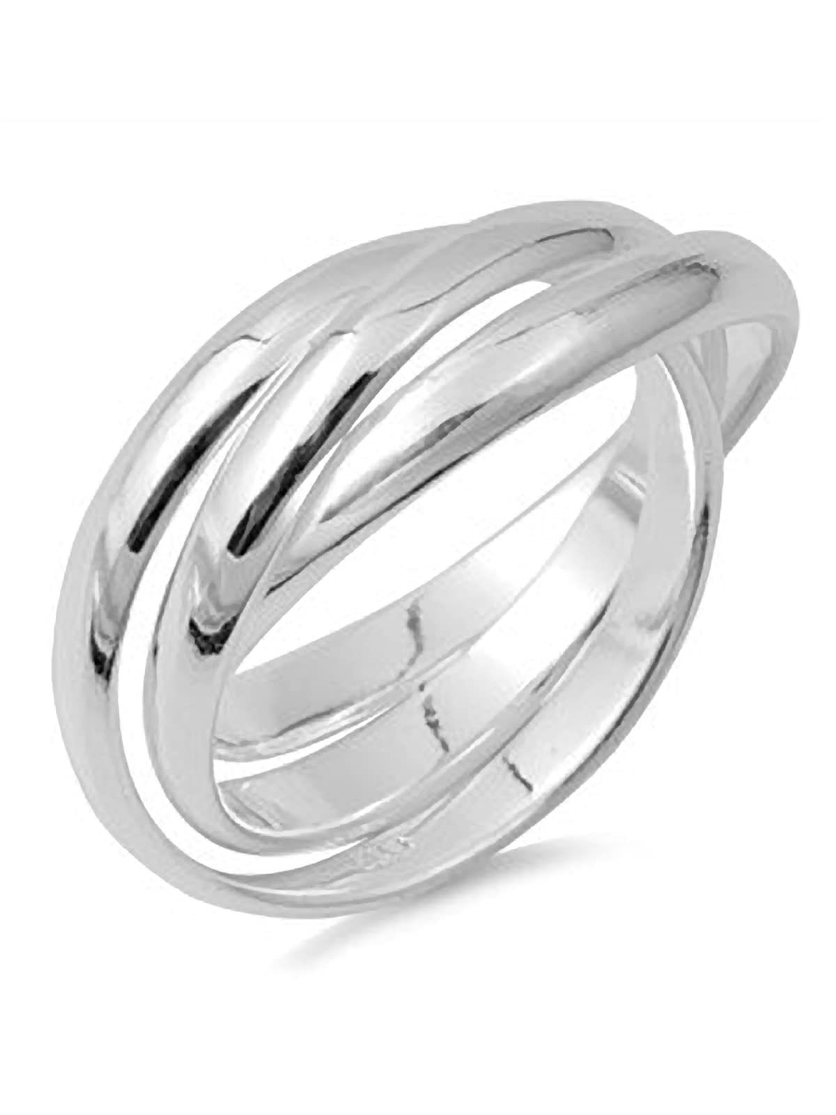 3MM Triple Roll Russian Wedding Band Ring for Women/Men/Unisex - 925 Sterling Silver - High Polish Plain Interlocked 3 Band Rolling Ring - Engravable - Available in Sizes H-Z