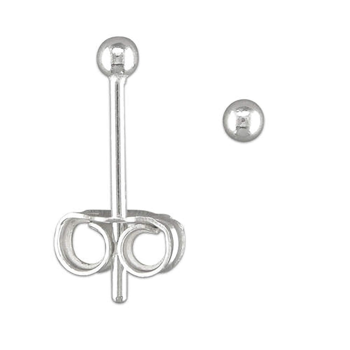 Plain Round BALL/BEAD Stud Earrings/Ear Studs - 925 Sterling Silver 