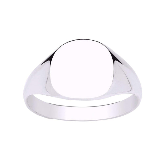 MENS Heavyweight Cushion Square Signet Ring - Engravable - 925 Sterling Silver ##01-plain-polished