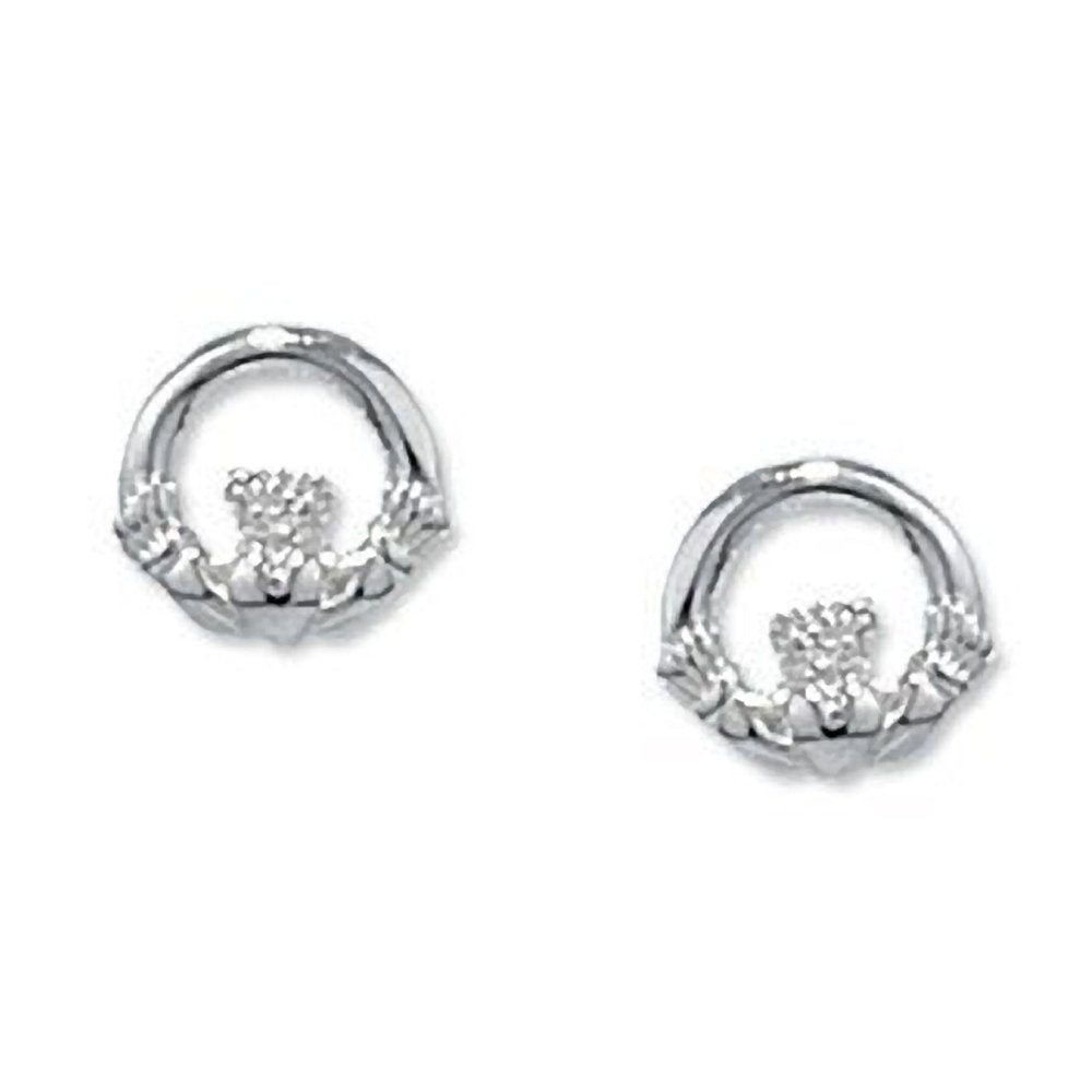 11MM Irish Celtic Claddagh Sterling Silver Stud Earrings/Ear Studs for Women/Teenage/Girls - 925 Sterling Silver - Irish Jewellery