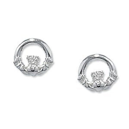 11MM Irish Celtic Claddagh Sterling Silver Stud Earrings/Ear Studs for Women/Teenage/Girls - 925 Sterling Silver - Irish Jewellery