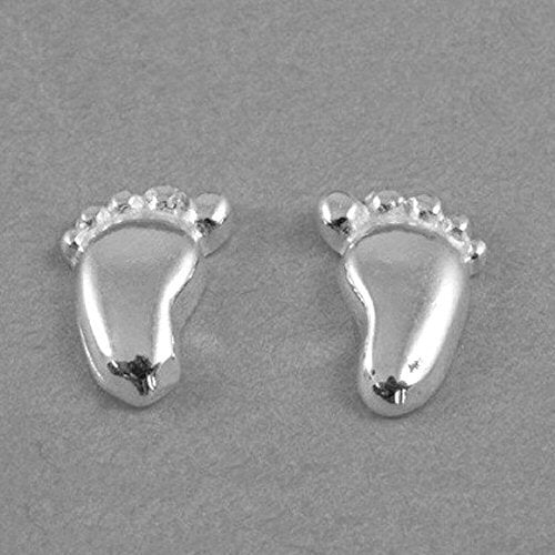 BABY FEET Sterling Silver Stud Earrings/Ear Studs for Women/Teenage/Girls - 925 Sterling Silver - Ideal Very Cute Christening/Baby Gift - Childrens Stud Earrings