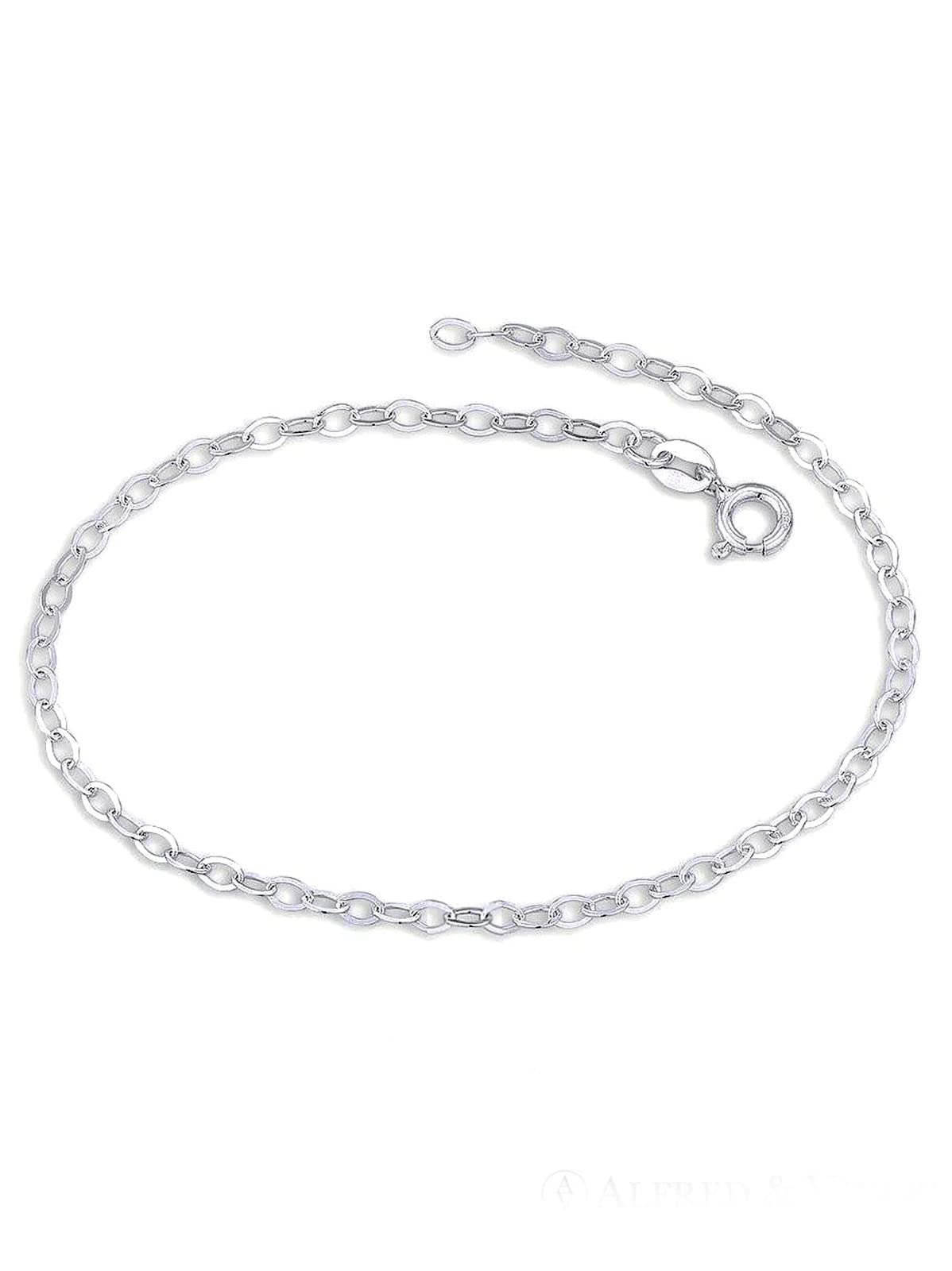 2MM / 2.5MM / 3.4MM Wide Sterling Silver Oval Link CABLE / Belcher Chain Anklet / Ankle Br 
