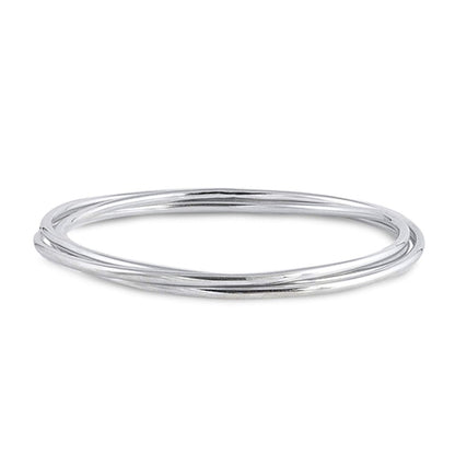 2.5MM Wide Round Triple Band Russian Bangle Bracelet - 925 Sterling Silver