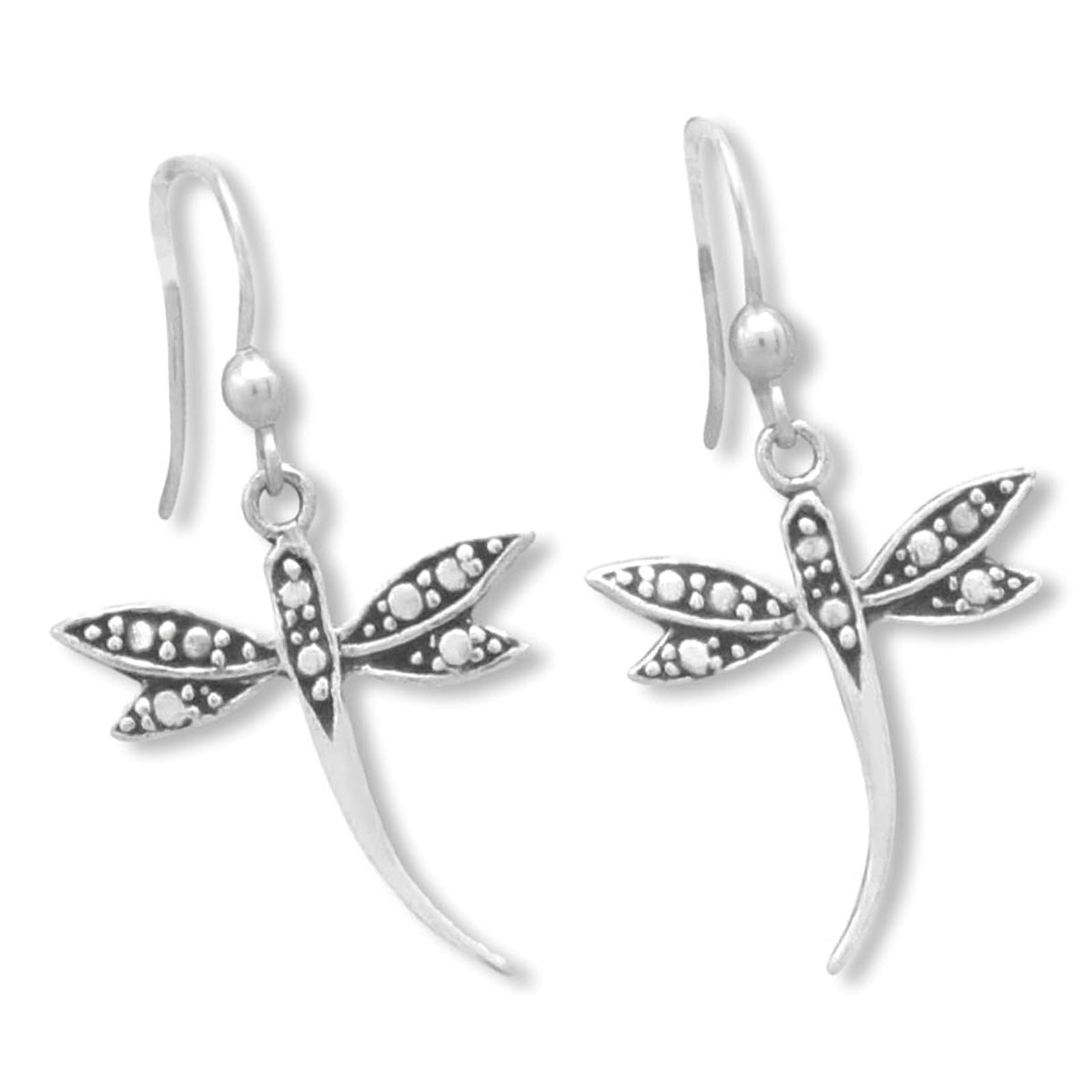 Dragonfly Sterling Silver Dangly Drop Hook Earrings - Designer Inspired. 54-706-2920
